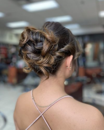 Braided updo seen from behind