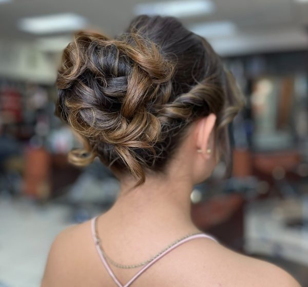 Braided updo seen from behind