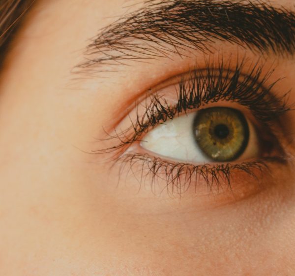 Close-up of an eye with long lashes