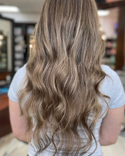 Long wavy light brown hair seen from behind