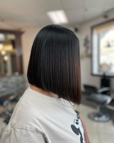 Sleek black bob haircut