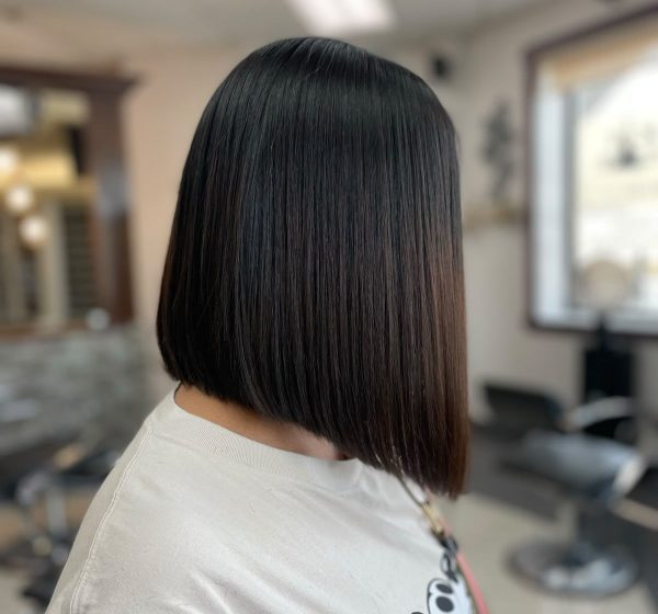 Sleek black bob haircut