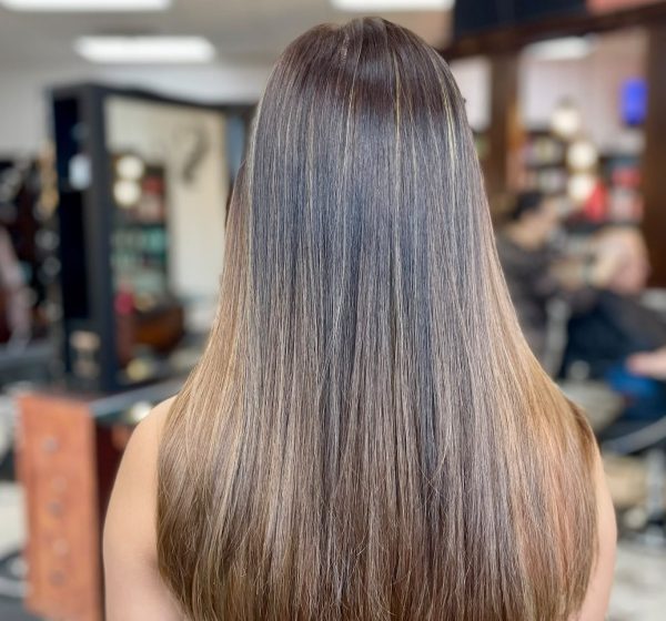 Long straight brunette hair seen from behind